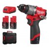 MILWAUKEE M12 FPD2-202X aku příklepová vrtačka 12 V, bezuhlíková, 2x akumulátor 2,0 Ah, nabíječka, kufr