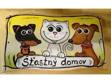Dřevěná cedule - šťastný domov 2