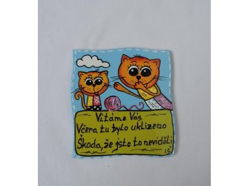 Dřevěná cedulka na dveře - VÍTÁME VÁS - kočky (12cm)