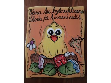 Dřevěná cedulka na dveře - VČERA TU BYLO UKLIZENO kuře