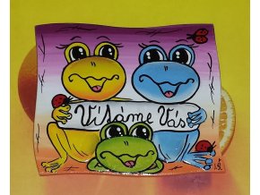 Dřevěná cedulka na dveře - VÍTÁME VÁS - žáby