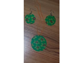 Sada - náušnice + náhrdelník (zelená) 2