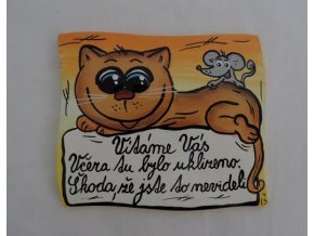 Dřevěná cedulka na dveře - VÍTÁME VÁS - kočka a myš