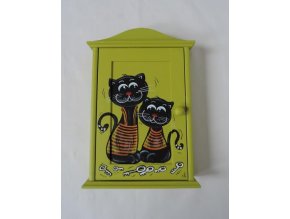 Schránka/domeček na klíče - Kočky zelená