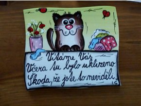 Dřevěná cedulka na dveře - VÍTÁME VÁS - kočka 2