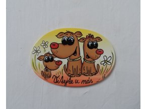 Dřevěná cedulka na dveře - VÍTEJTE U NÁS - psi