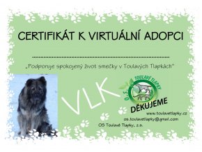 CERTIFIKÁT K ADOPCI "VLK"