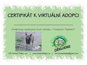 CERTIFIKÁT K ADOPCI "LIŠÁK"