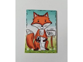 Dřevěná cedulka na dveře - WC Liška