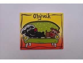 Dřevěná cedulka na dveře - OBÝVÁK - psi