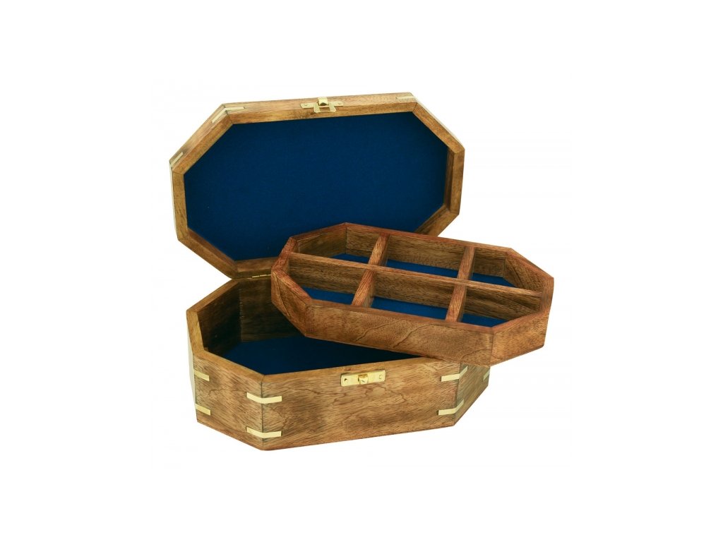 Dřevěná truhla - šperkovnice s růžicí 22,5 cm 9542