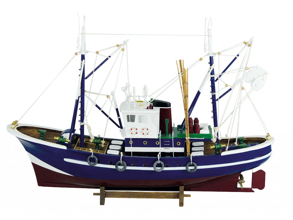 Model modré rybářské lodě 58 cm 5106