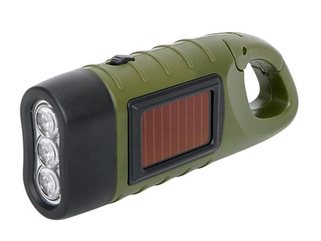 Svítilna ruční dobíjecí - kapesní svítilna solární s dynamem a klikou - 3  LED - nouzové světlo a přenosná kempinková svítilna s karabinou k zavěšení  kapesních rozměrů - eShop Yachtmeni