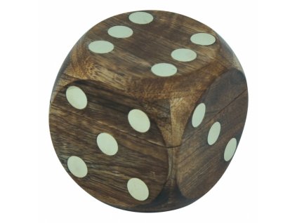Dřevěná krabička na kostky s šesti kostkami 9548
