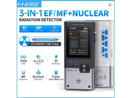 FNIRSI GC-03 3v1 Detektor Elektromagnetického Záření a Ionizující Radiace- detektor radiace - Geigerův čítač - dozimetr