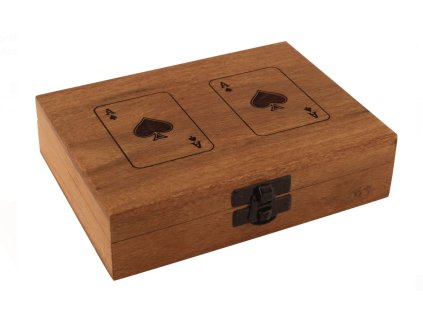 Dvojité karty v dřevěném boxu z akácie 7304