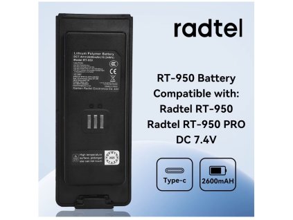 Akumulátor pro Radtel RT-950 PRO 2600 mAh Li-Ion s USB-C