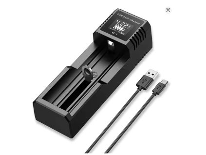 USB LCD Smart nabíječka baterií – 1 slotová (Li-ion & Ni-MH)