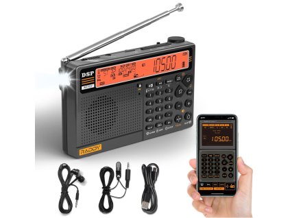 Raddy RF757 radio - APP Control – AM FM SW VHF UHF CB AIR s SOS funkcí