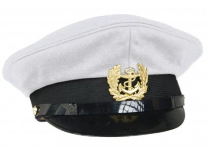 Čepice BW Marine námořnická kapitánská s odznakem BÍLÁ