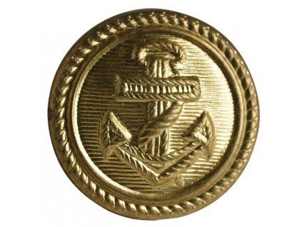 Knoflík námořnický s kotvou zlatý 1,6 cm