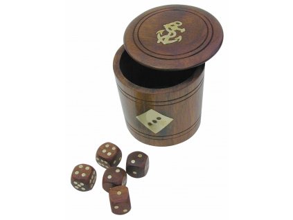 Hrací kostky dřevěné v kulaté dóze s víčkem 7,5 cm 8024
