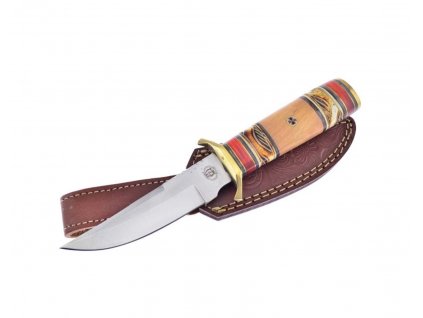 Nůž CHIPAWAY BUCK SKIN s pouzdrem - indiánský broušený lovecký nůž dřevo / paroh 25 cm