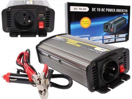 Měnič napětí Carspa CAR600U-242 modifikovaná sinus 24V/230V+USB 600W (1200W)