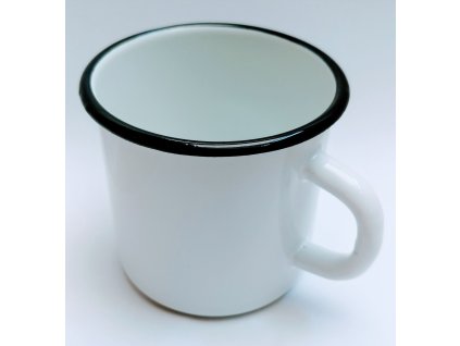Smaltovaný bílý námořnický hrnek silný - plecháček 400 ml strong