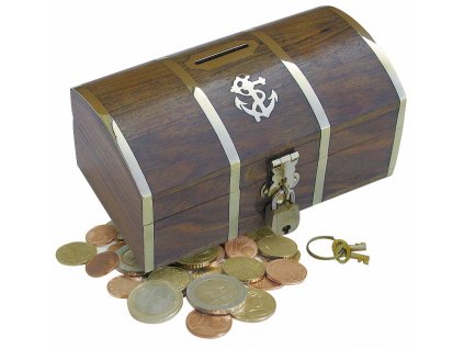 Dřevěná truhla - box kasička - pokladnička na mince 9005