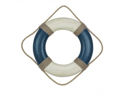 Záchranný kruh dekorační vintage Ø 36 cm modrá a bílá 5579