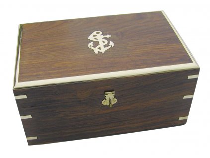 Dřevěná truhla námořnická - box s kotvou 26 cm 2034