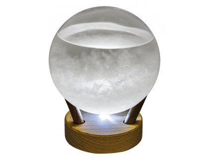 Bouřková sklenička - Stormglas ve tvaru koule s LED osvětlením 15 cm 5975
