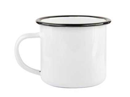 Smaltovaný bílý námořnický hrnek - plecháček 300 ml (s černým okrajem)