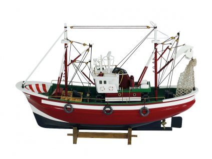 Model červené rybářské lodě 46 cm 5105