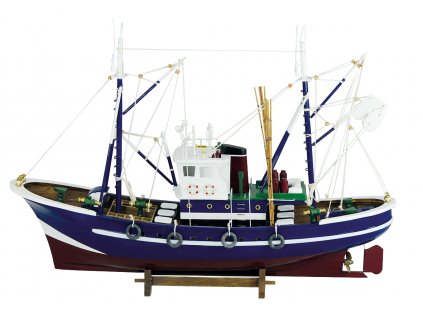 Model modré rybářské lodě 58 cm