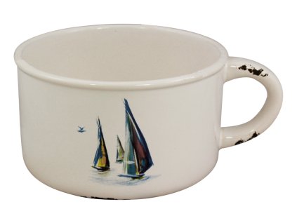 Hrnek velký kameninový s plachetnicemi 14 cm 3953