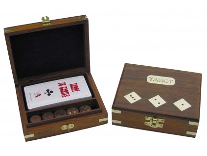 Tarotové karty a kostky v dřevěné krabičce 9041