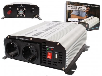 Měnič 12V/230V 600W (1200W) čistá sinusovka