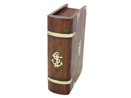 Dřevěná truhla - box ve tvaru knihy se zámkem 9346