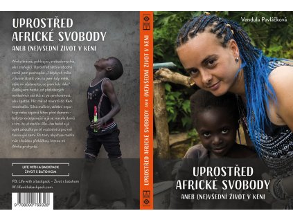 Kniha Uprostřed africké svobody (Vendula Pavláčková, 2020) + náramek vyrobený autorkou v keňských barvách