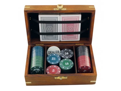 Hra poker v dřevěném boxu 9468