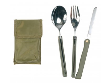 Příbor CAMPING skládací 3ks s pouzdrem ZELENÝ