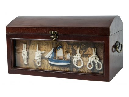 Dřevěná truhla námořnická - truhla na poklad - box s kotvou 35 cm 5610