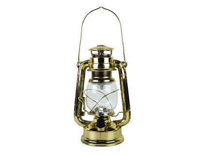 Petrolejová lampa - petrolejka mosazná retro elektrická bateriová LED 24,5 cm 9526