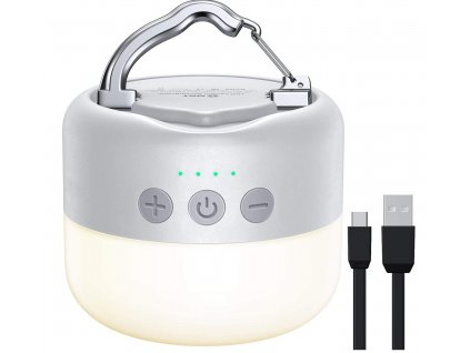 Svítilna lampa kempingová a powerbanka 5200 mAh USB vodotěsná dobíjecí stmívatelná s magnetem- až 255h a 1000lm