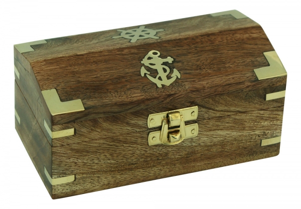 SEA CLUB Dřevěná truhla - box s kotvou a kormidlem 14,5 cm 9541