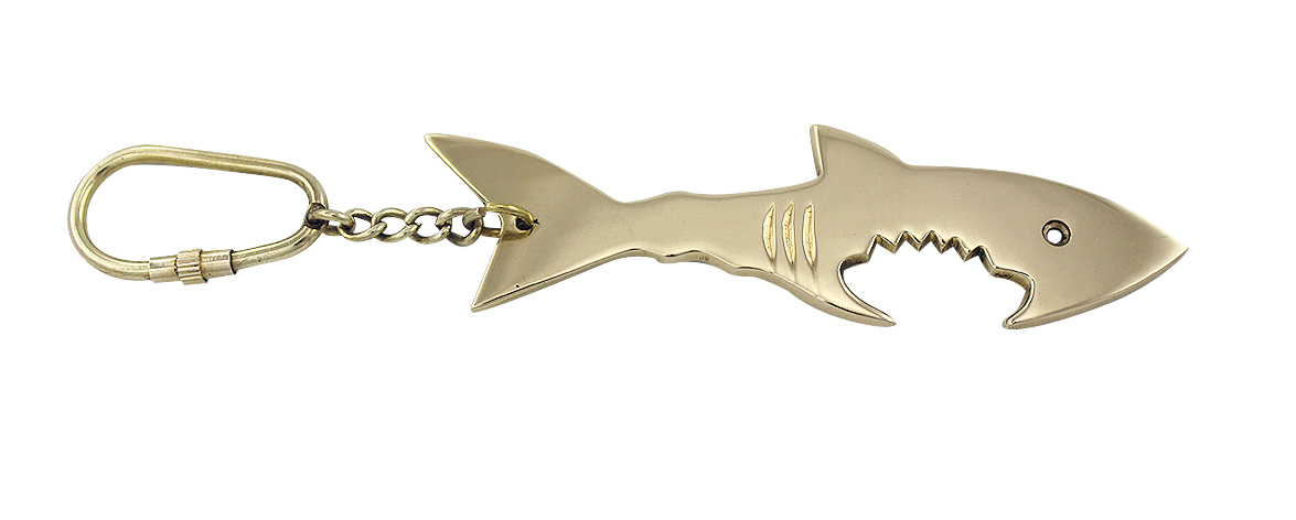 SEA CLUB Přívěsek na klíče - otvírák na lahve mosazný - žralok 9358