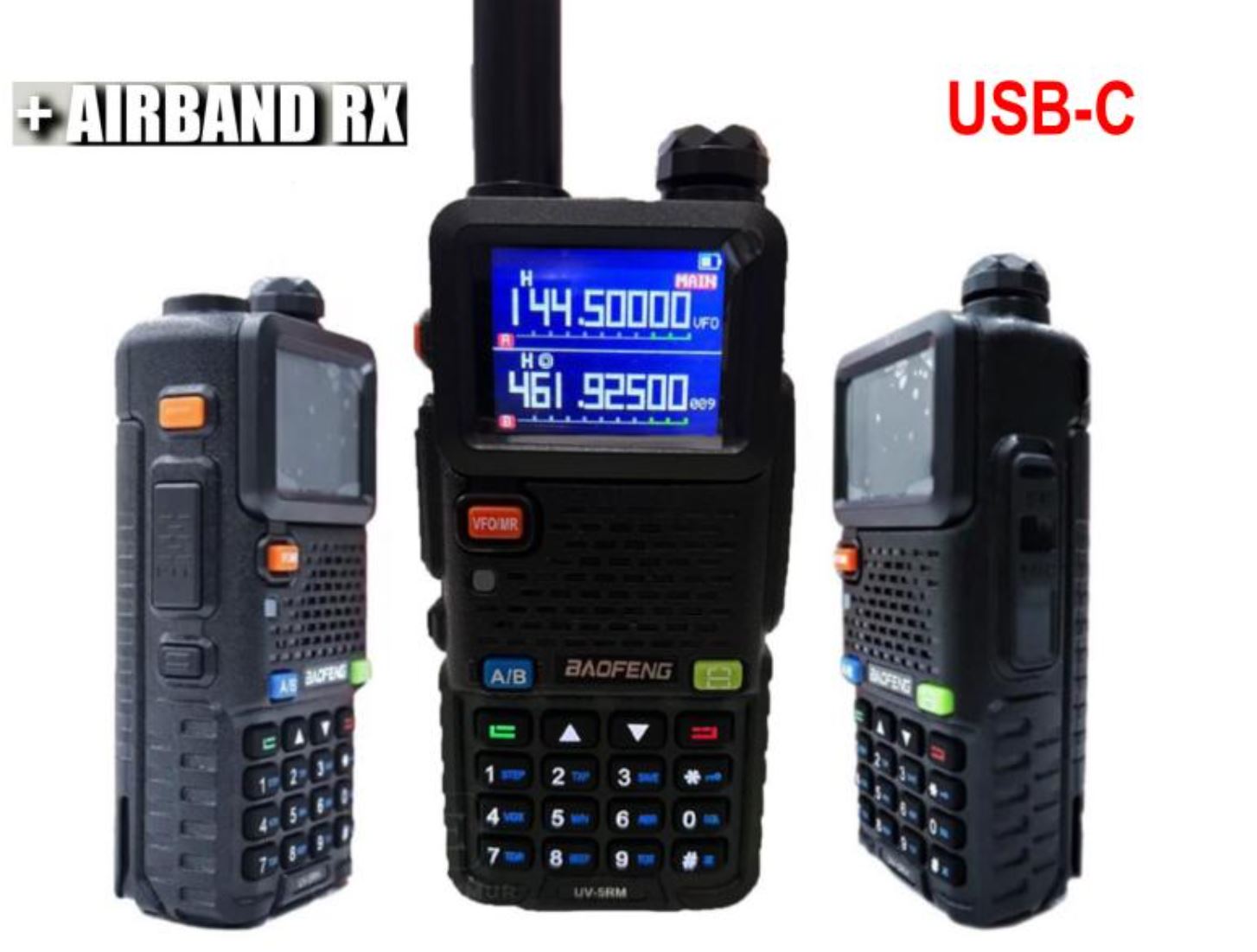 BAOFENG UV-5RM , tri-band, příjem AIR, USB-C nabíjení