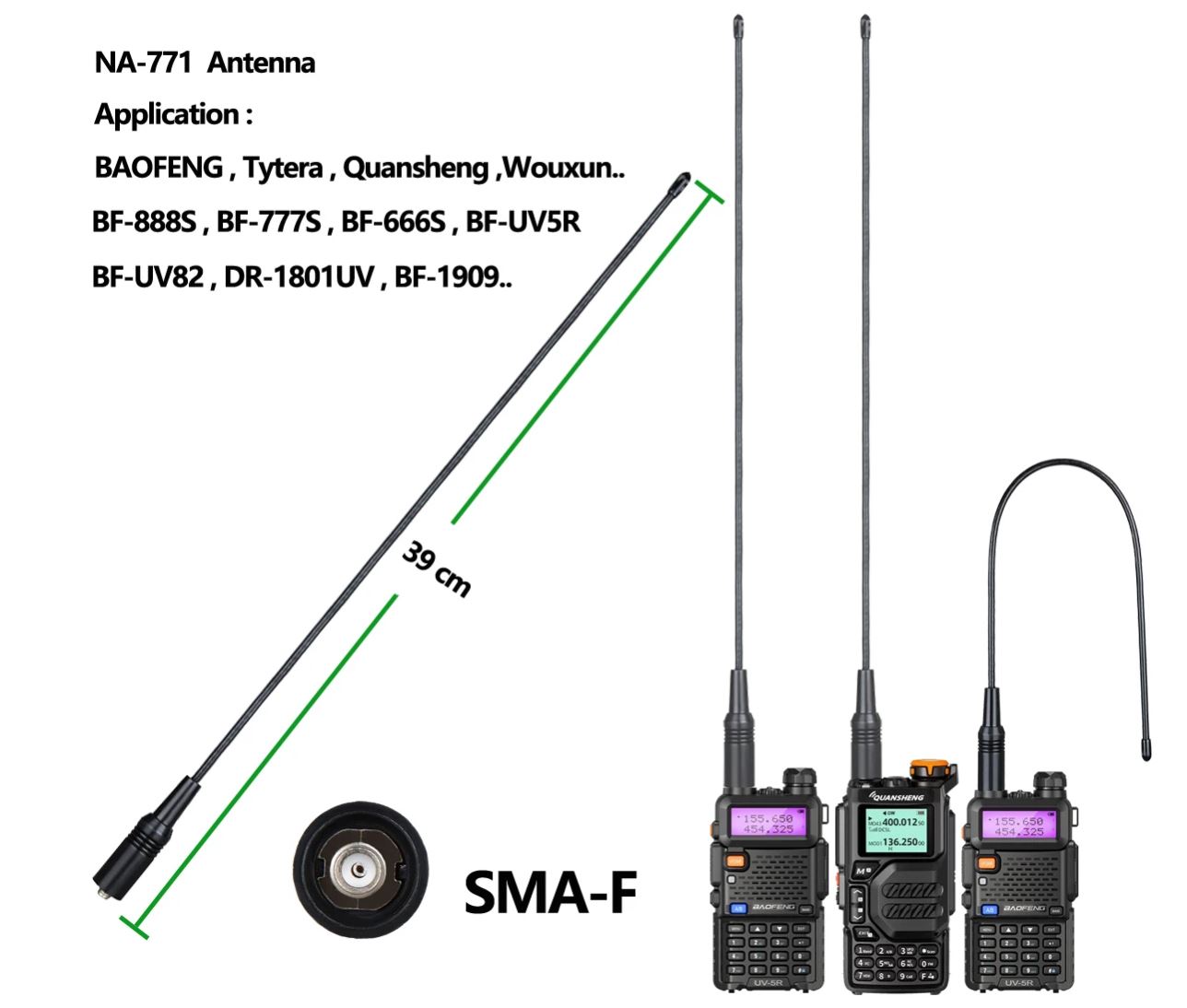 Anténa dualband Nagoya NA-771 38 cm SMA-F